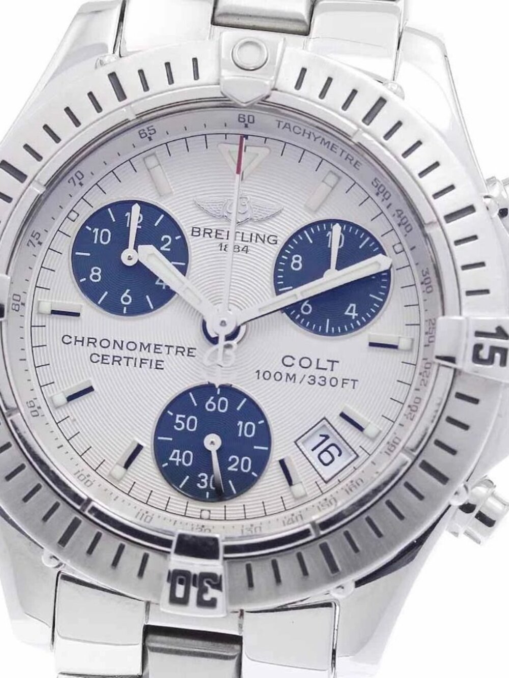 BREITLING Colt A73350 Chronometer Date Silver Dial Quartz Men's Watch_955522